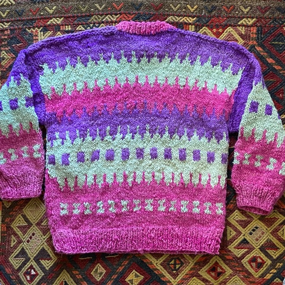 Handmade in Chile slouchy oversized chunky hippie sweater wool jumper - Picture 8 of 16